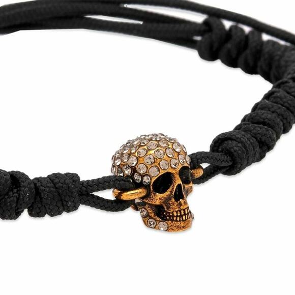 Alexander McQueen Black and Gold Skull Bracelet - Picture 2 of 7